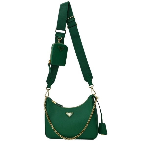Prada Handbags - PRADA  Re-Edition 2005 Saffiano Leather Shoulder Bag Green